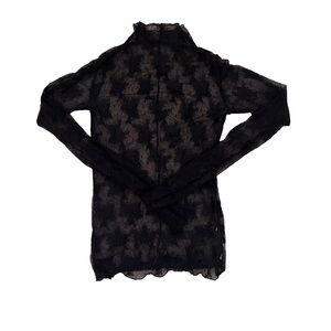 Free People Lady Lux Layering Top Women's Medium Black Sheer Thumbhole DDR662